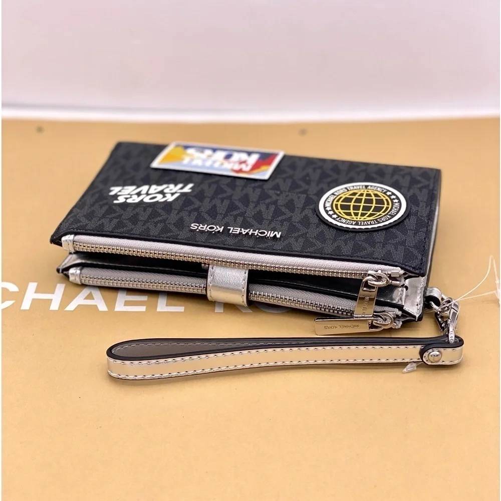 Michael Kors Jet Set Travel Large Embellished Signature Logo Wristlet Wallet